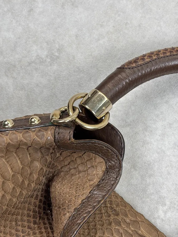 2000s Gucci Brown Python Leather Bamboo Indy Bag by Frida Giannini aNImhgE 7