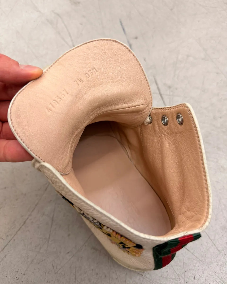 Gucci Tiger Embroidered White High Sneakers CsRiCfp 9
