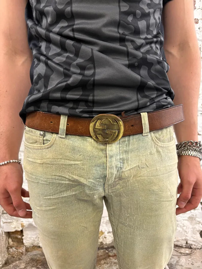 2000s Gucci Brown Leather Propaganda belt by Tom Ford  gnxwMYa 1