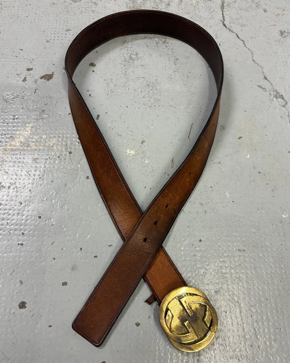 2000s Gucci Brown Leather Propaganda belt by Tom Ford  gnxwMYa 0