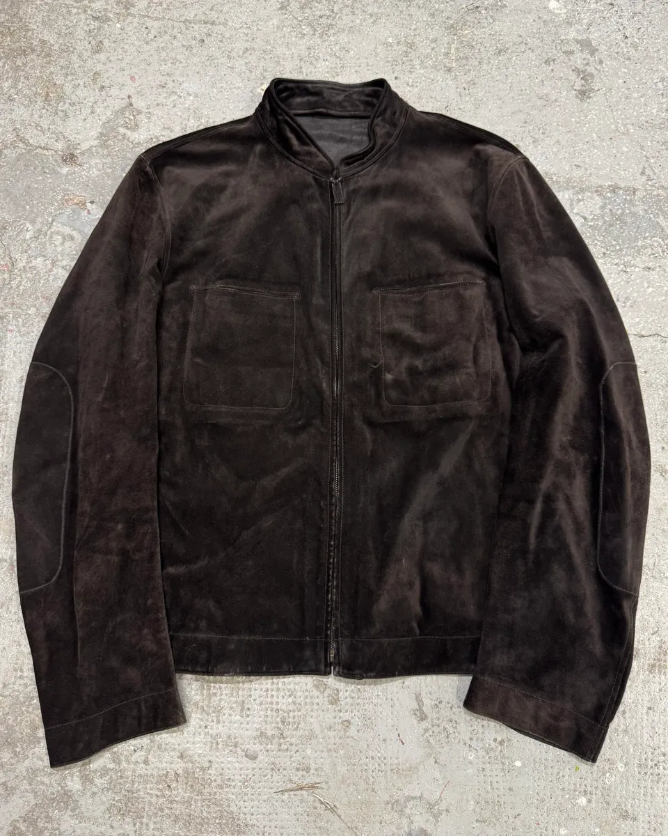 Gucci Tom Ford Brown Goat Suede Leather Jacket (L) ikGFzvf 0