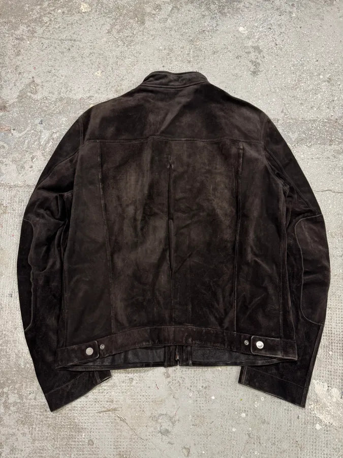Gucci Tom Ford Brown Goat Suede Leather Jacket (L) ikGFzvf 3