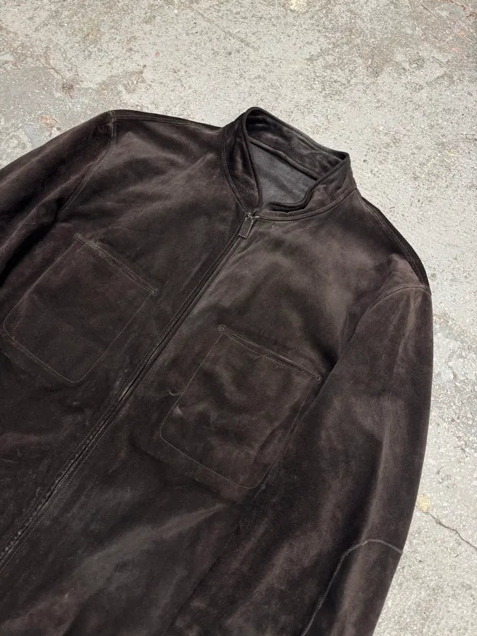 Gucci Tom Ford Brown Goat Suede Leather Jacket (L) ikGFzvf 4