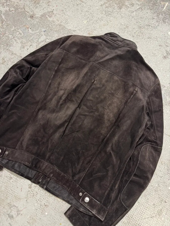 Gucci Tom Ford Brown Goat Suede Leather Jacket (L) ikGFzvf 7