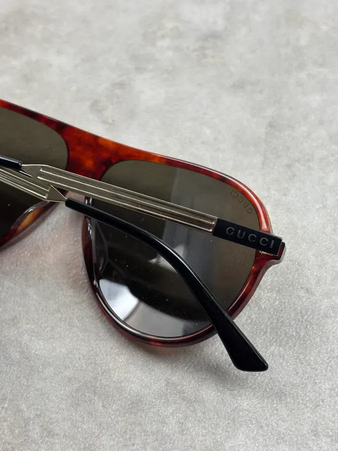 Gucci Tortoiseshell Acetate Aviator Sunglasses PCTUoaq 11