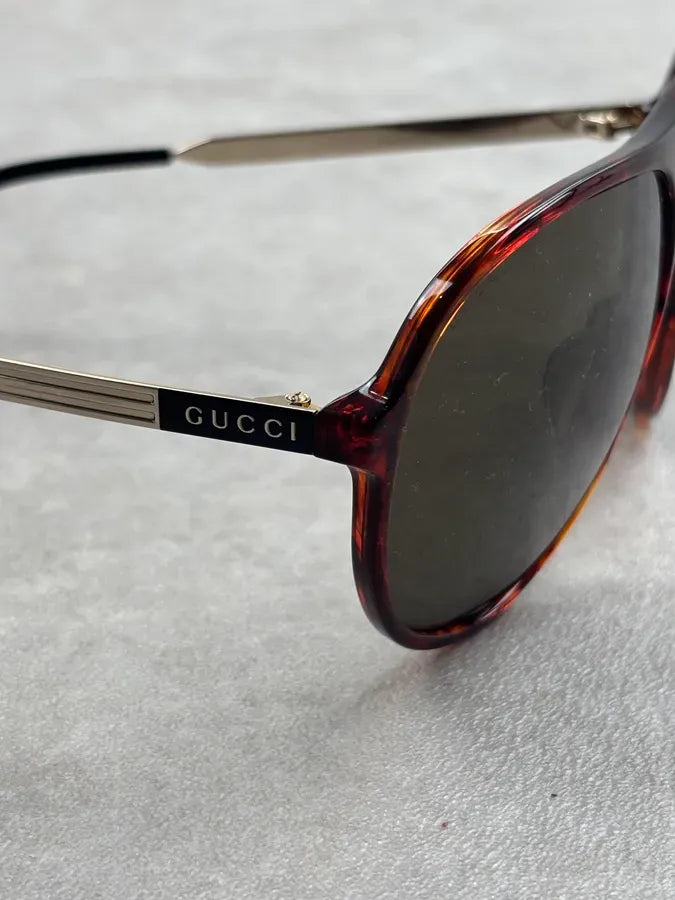 Gucci Tortoiseshell Acetate Aviator Sunglasses PCTUoaq 7