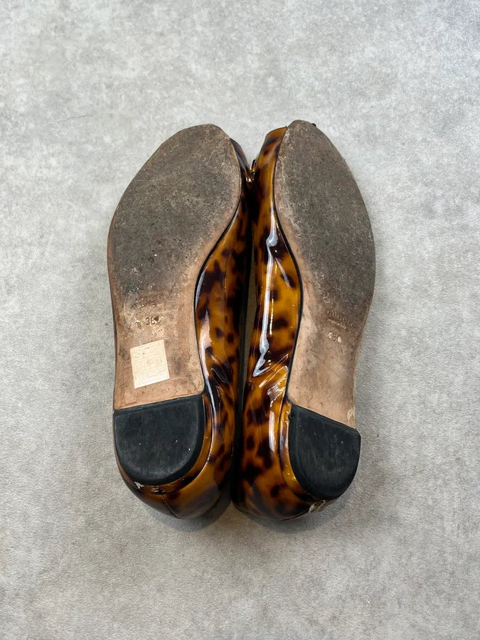 Gucci Tortoiseshell Patent Leather Peep Toe Ballerina Flats ecLvHEL 4