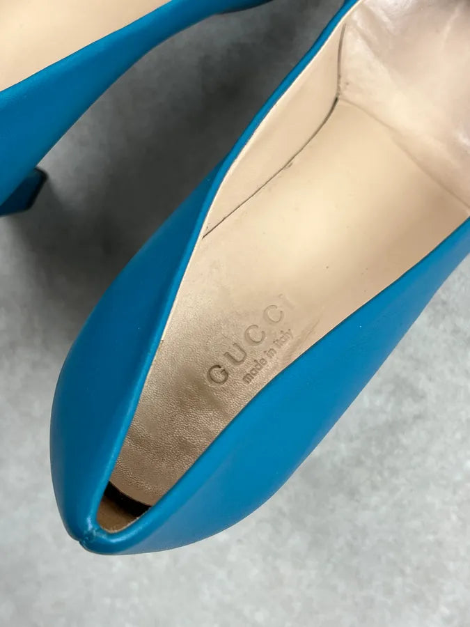 SS2016 Gucci Turquoise Malage Leather Heels by Alessandro Michele LxhlQbK 10