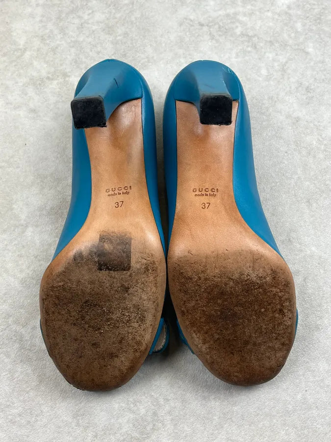 SS2016 Gucci Turquoise Malage Leather Heels by Alessandro Michele LxhlQbK 7