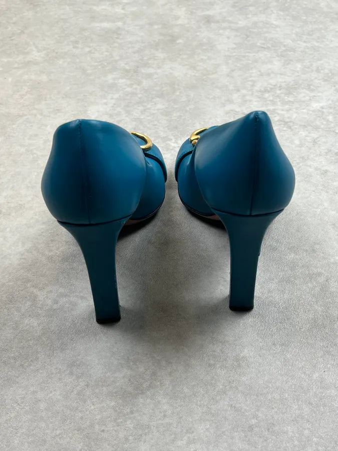 SS2016 Gucci Turquoise Malage Leather Heels by Alessandro Michele LxhlQbK 9