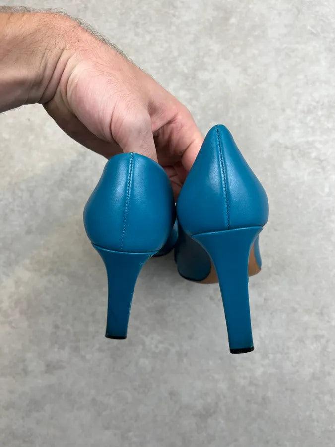SS2016 Gucci Turquoise Malage Leather Heels by Alessandro Michele LxhlQbK 8