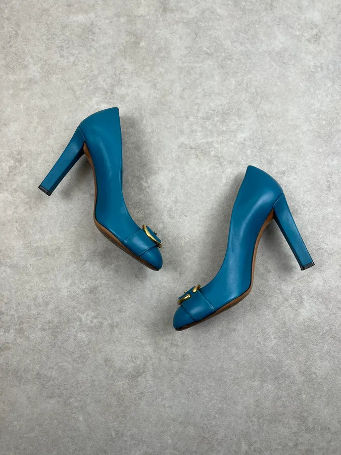 SS2016 Gucci Turquoise Malage Leather Heels by Alessandro Michele LxhlQbK 2