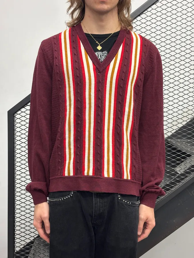 SS2020 Gucci V Neck Signature Bordeaux Sweater by Alessandro Michele ZkTldQP 1