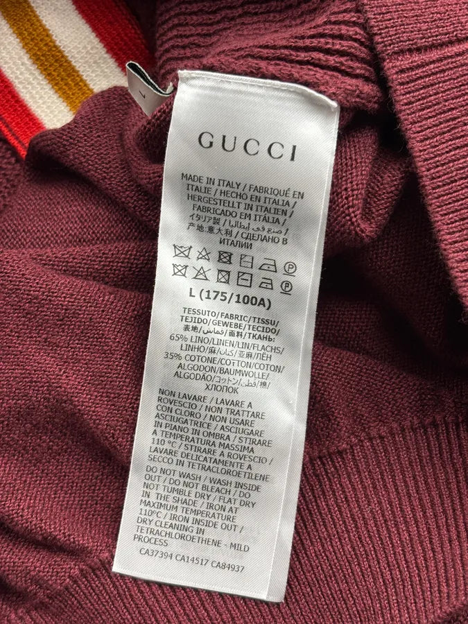SS2020 Gucci V Neck Signature Bordeaux Sweater by Alessandro Michele ZkTldQP 9
