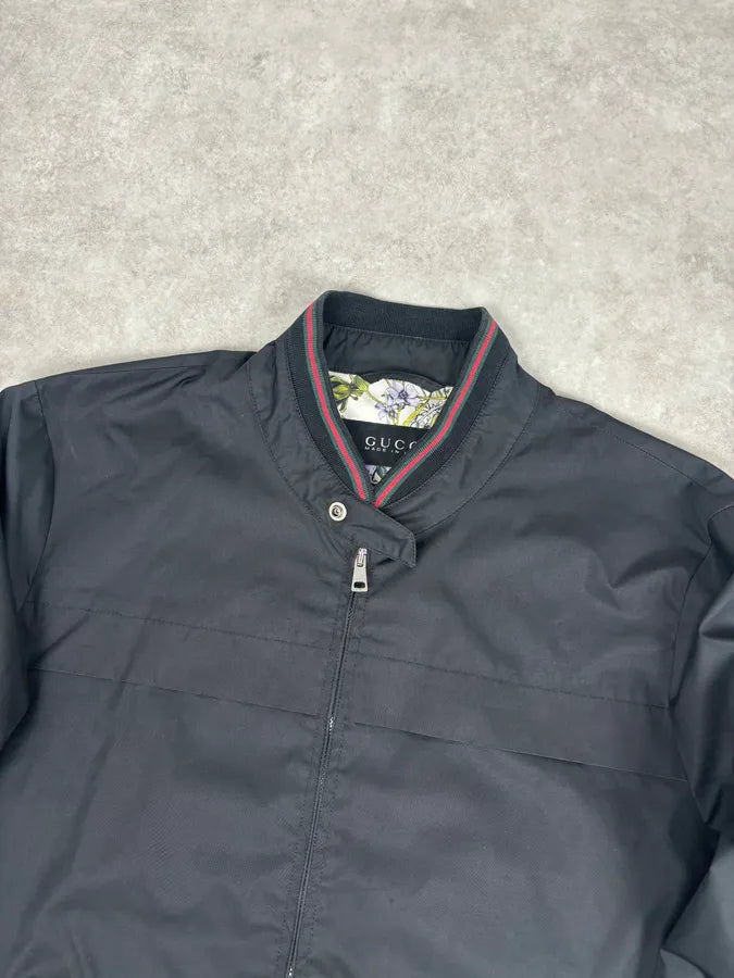 AW2012 Gucci Black Nylon Floral Lined Bomber Jacket hIPPili 3