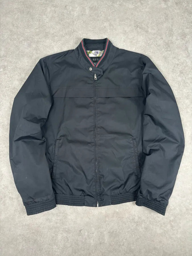 AW2012 Gucci Black Nylon Floral Lined Bomber Jacket hIPPili 0