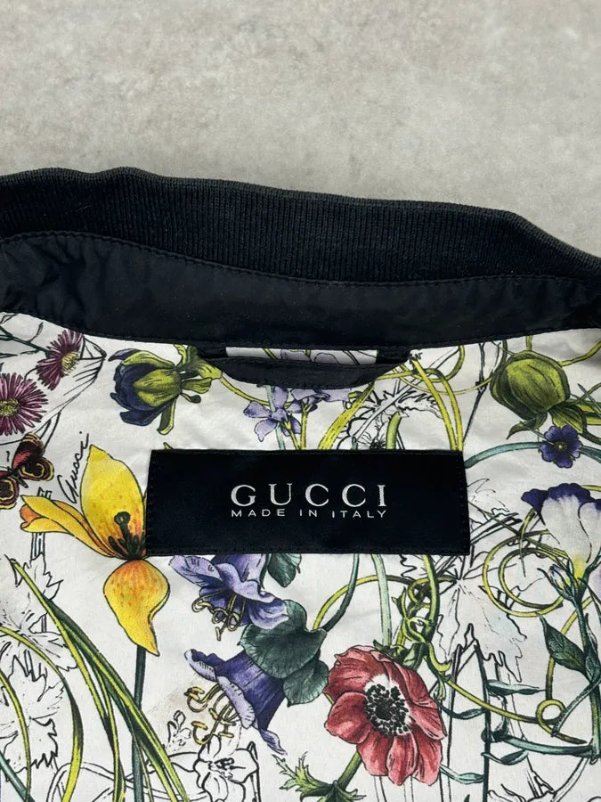 AW2012 Gucci Black Nylon Floral Lined Bomber Jacket hIPPili 8
