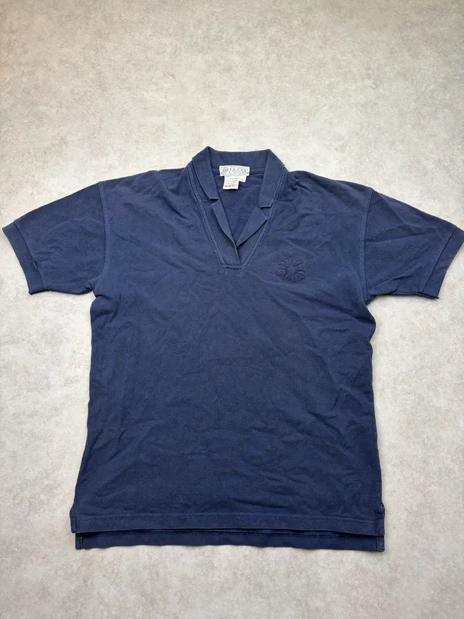1980s Gucci Archive Navy Polo Shirt WbTtyMp 0