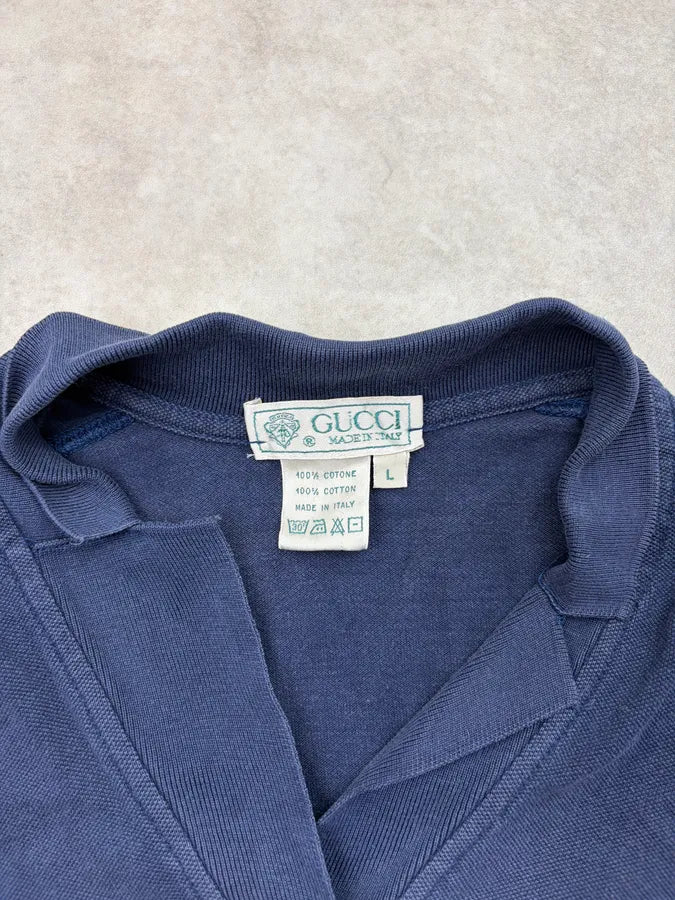 1980s Gucci Archive Navy Polo Shirt WbTtyMp 5