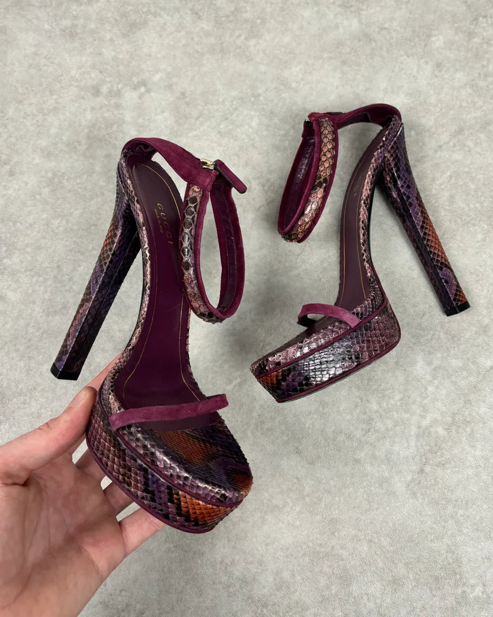 SS2011 Gucci Violet Python Leather Peep Heels by Frida Giannini OijKtRw 0