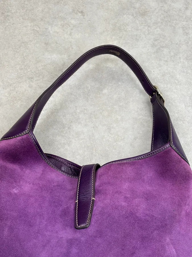 2000s Gucci Purple Suede Studded Hobo Jackie Shoulder Bag AJJssrZ 13