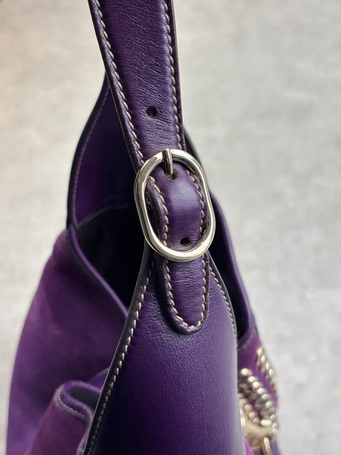 2000s Gucci Purple Suede Studded Hobo Jackie Shoulder Bag AJJssrZ 10