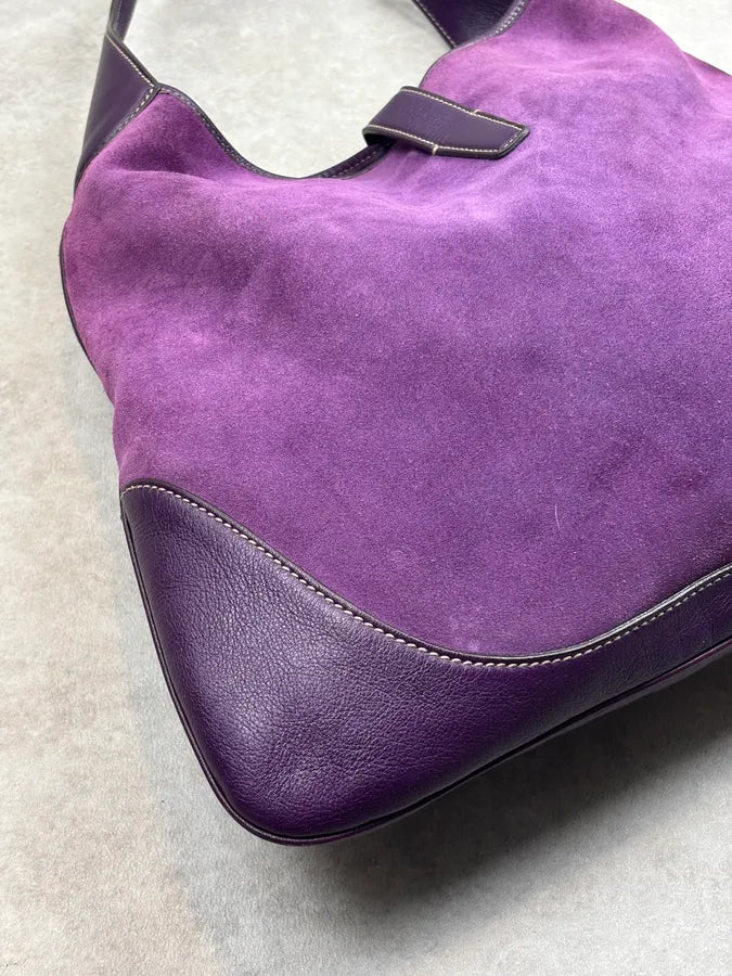 2000s Gucci Purple Suede Studded Hobo Jackie Shoulder Bag AJJssrZ 15