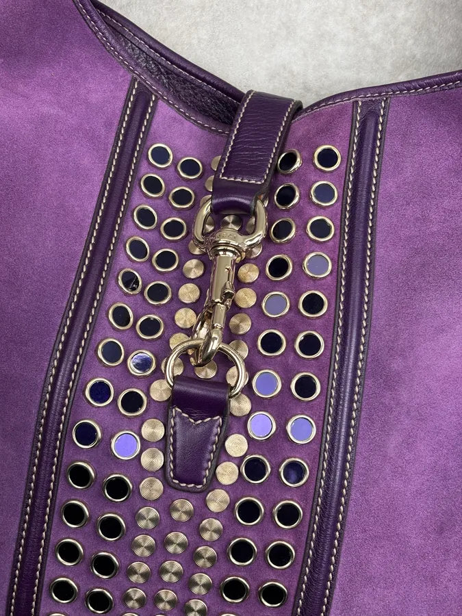 2000s Gucci Purple Suede Studded Hobo Jackie Shoulder Bag AJJssrZ 3