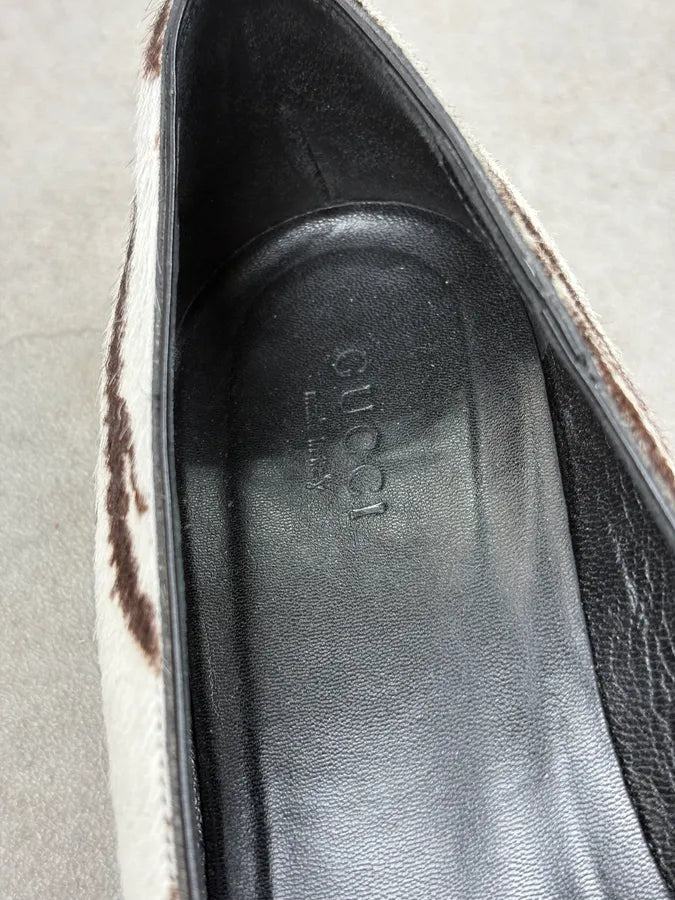 Gucci White & Black Ponyhair Tiger Ballet Flats ErZkhMC 8