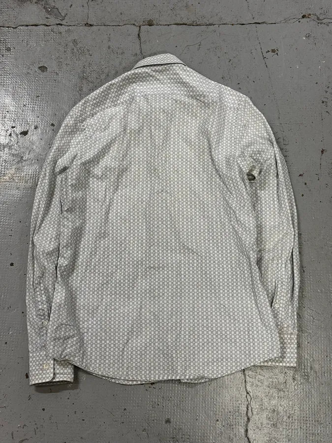 Gucci White & Light Baby Blue Chain Pattern Shirt DSNFQPj 3