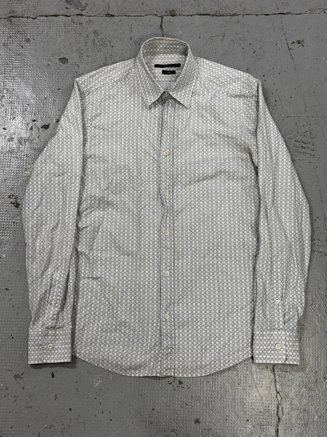 Gucci White & Light Baby Blue Chain Pattern Shirt DSNFQPj 0