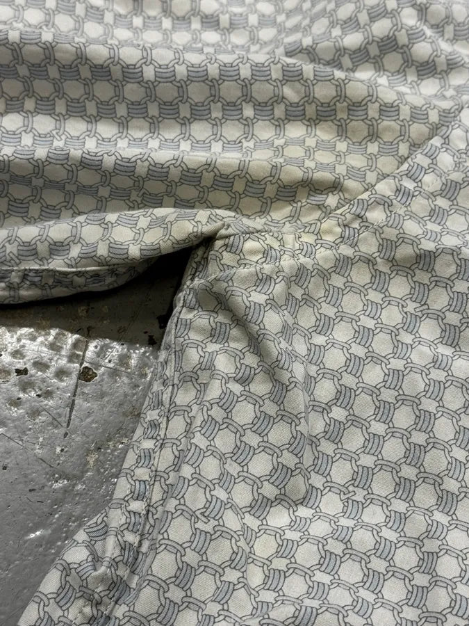 Gucci White & Light Baby Blue Chain Pattern Shirt DSNFQPj 9