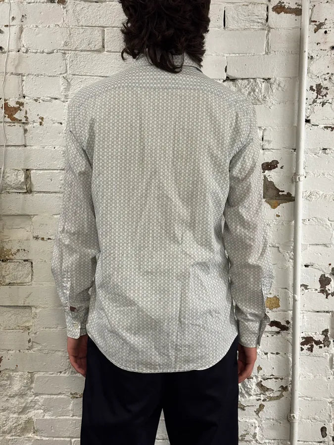 Gucci White & Light Baby Blue Chain Pattern Shirt DSNFQPj 2