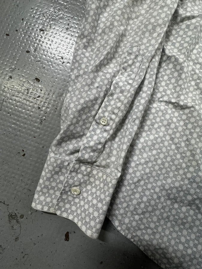 Gucci White & Light Baby Blue Chain Pattern Shirt DSNFQPj 8
