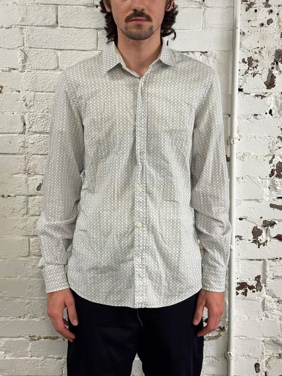 Gucci White & Light Baby Blue Chain Pattern Shirt DSNFQPj 1