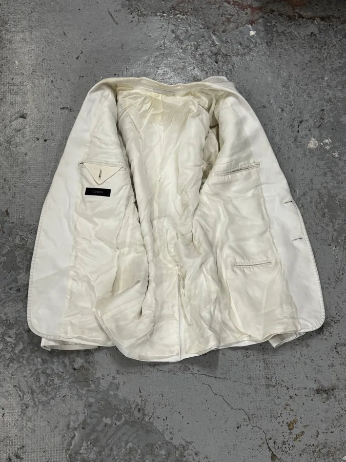 SS2008 Gucci White Cotton Embroidered Crest Blazer by Frida Giannini gcbGoTH 6