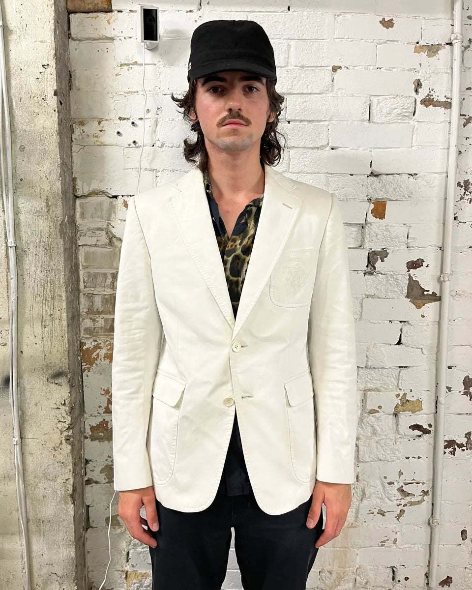 SS2008 Gucci White Cotton Embroidered Crest Blazer by Frida Giannini gcbGoTH 1