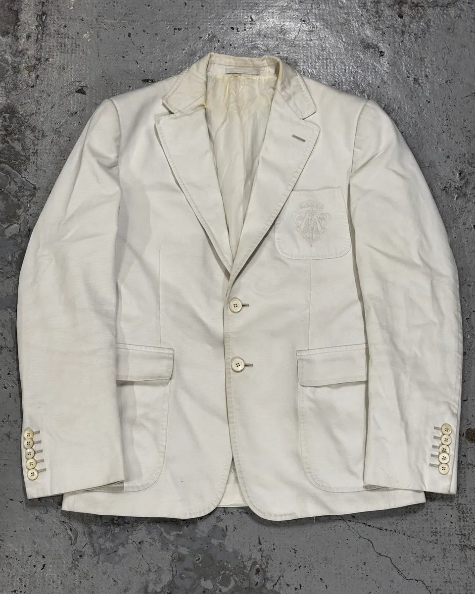 SS2008 Gucci White Cotton Embroidered Crest Blazer by Frida Giannini gcbGoTH 0