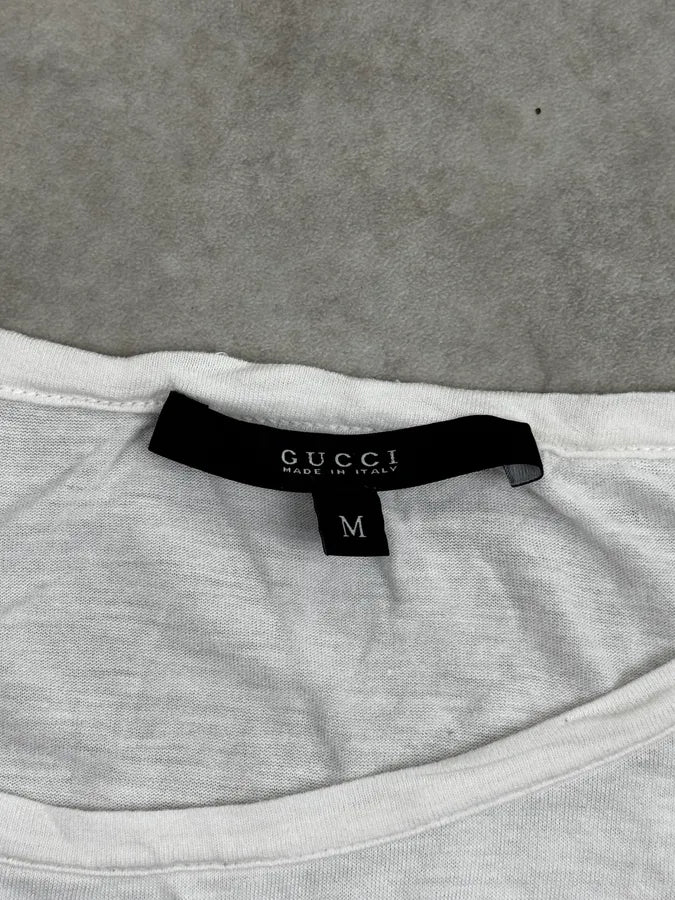 2010s Gucci White Floral Print GG Logo T-Shirt by Frida Giannini LmnaKOR 6