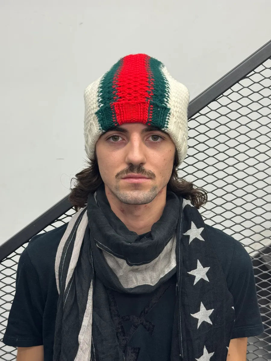 Gucci White Wool Striped Signature Beanie Hat gFhdESg 1