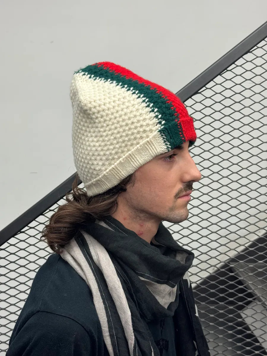 Gucci White Wool Striped Signature Beanie Hat gFhdESg 2
