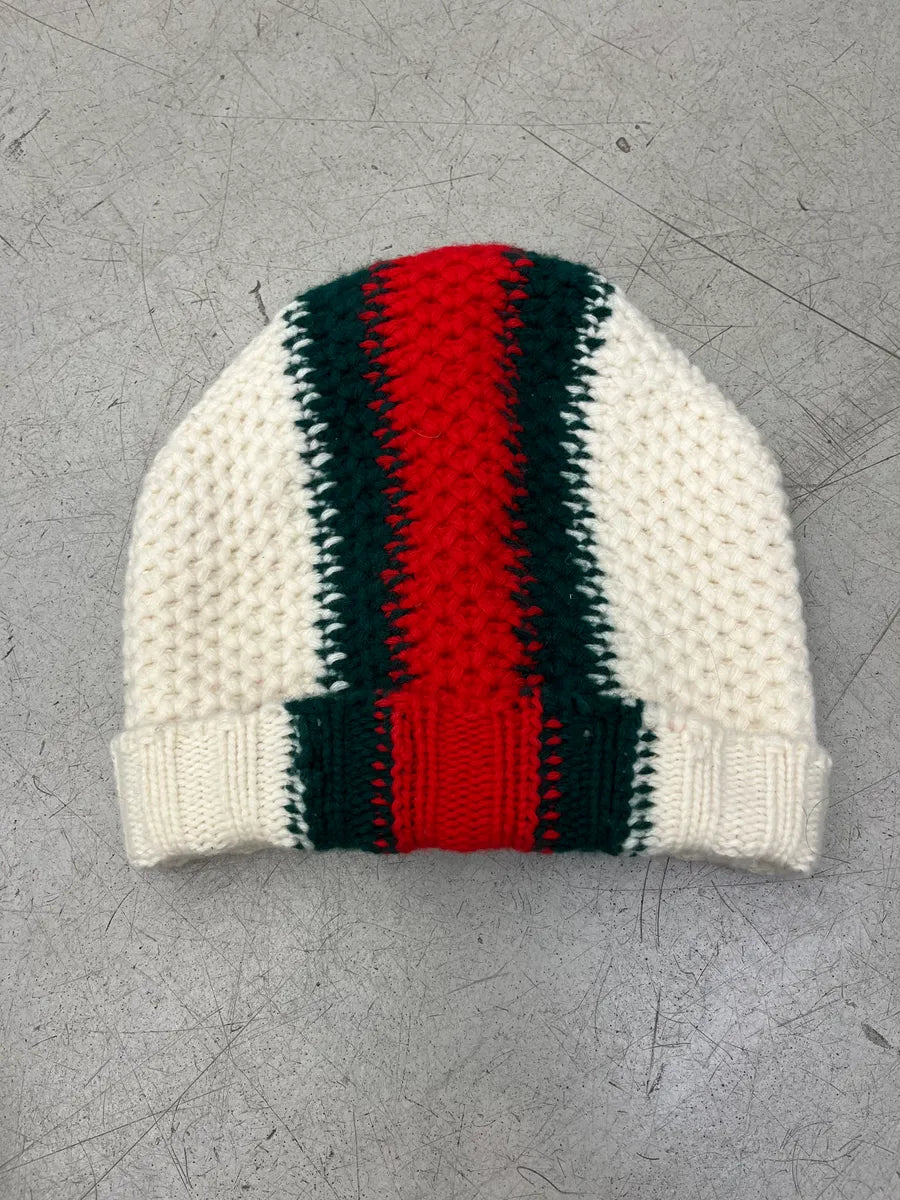 Gucci White Wool Striped Signature Beanie Hat gFhdESg 3