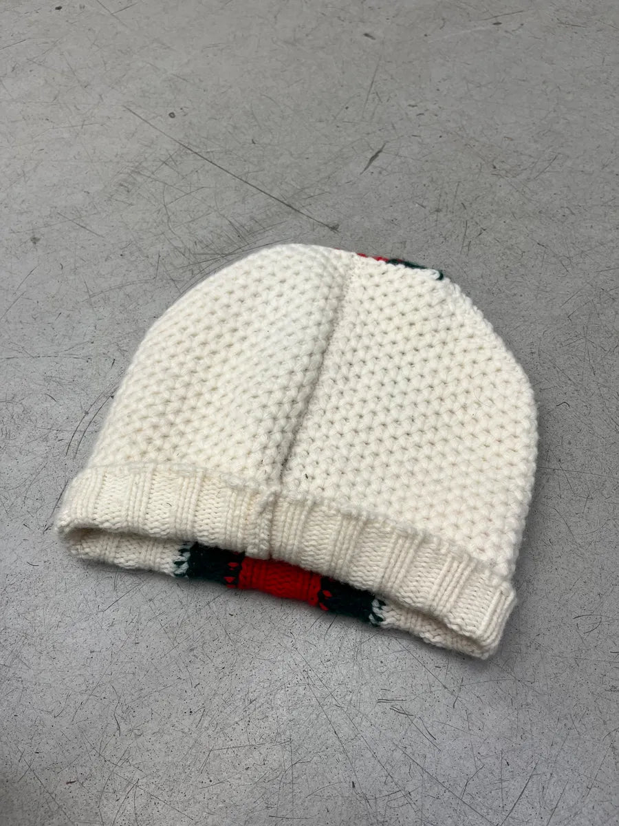 Gucci White Wool Striped Signature Beanie Hat gFhdESg 6