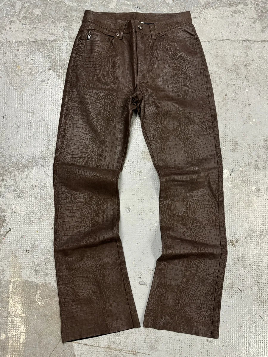 Guess Crocodile Effect Brown Pants tQTCYyC 0