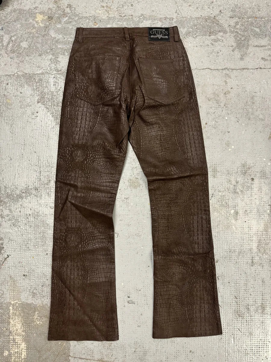 Guess Crocodile Effect Brown Pants tQTCYyC 1