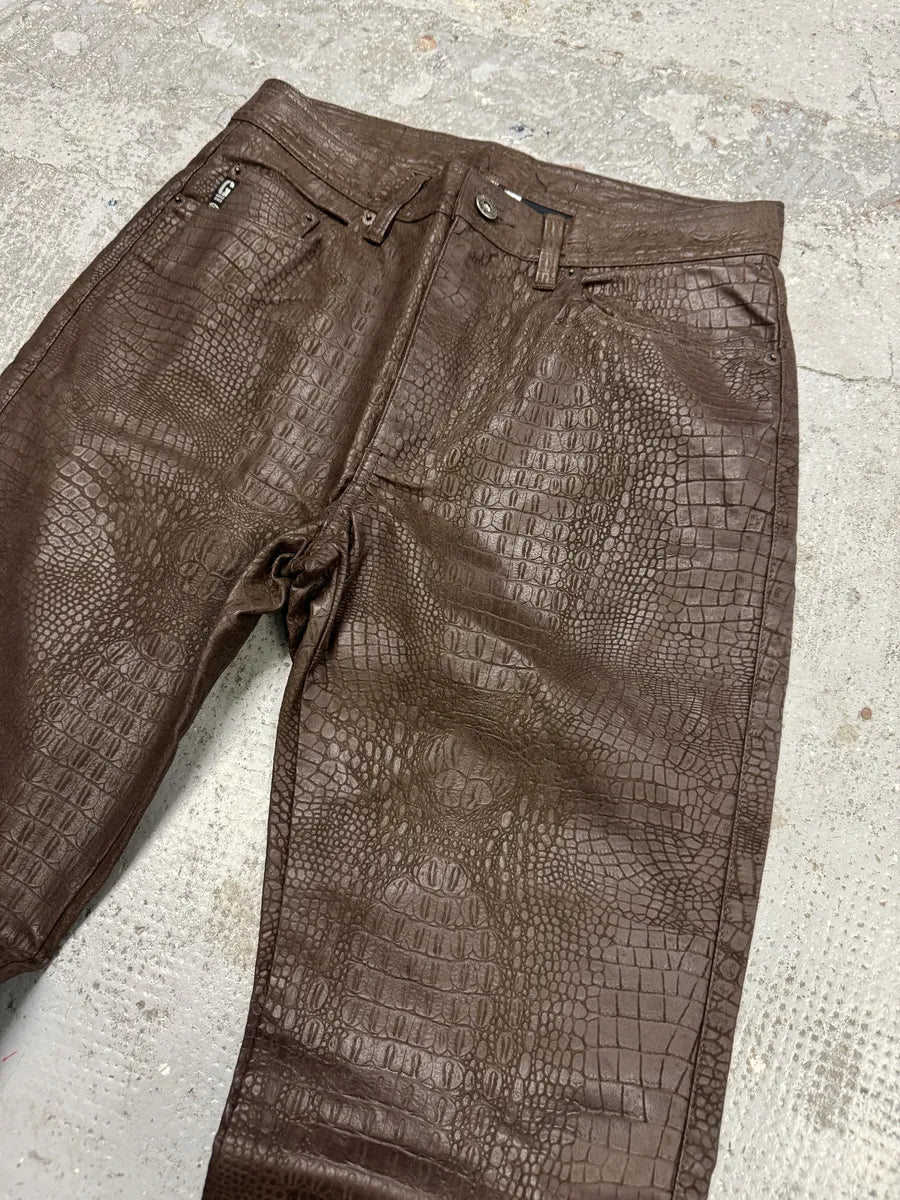 Guess Crocodile Effect Brown Pants tQTCYyC 10