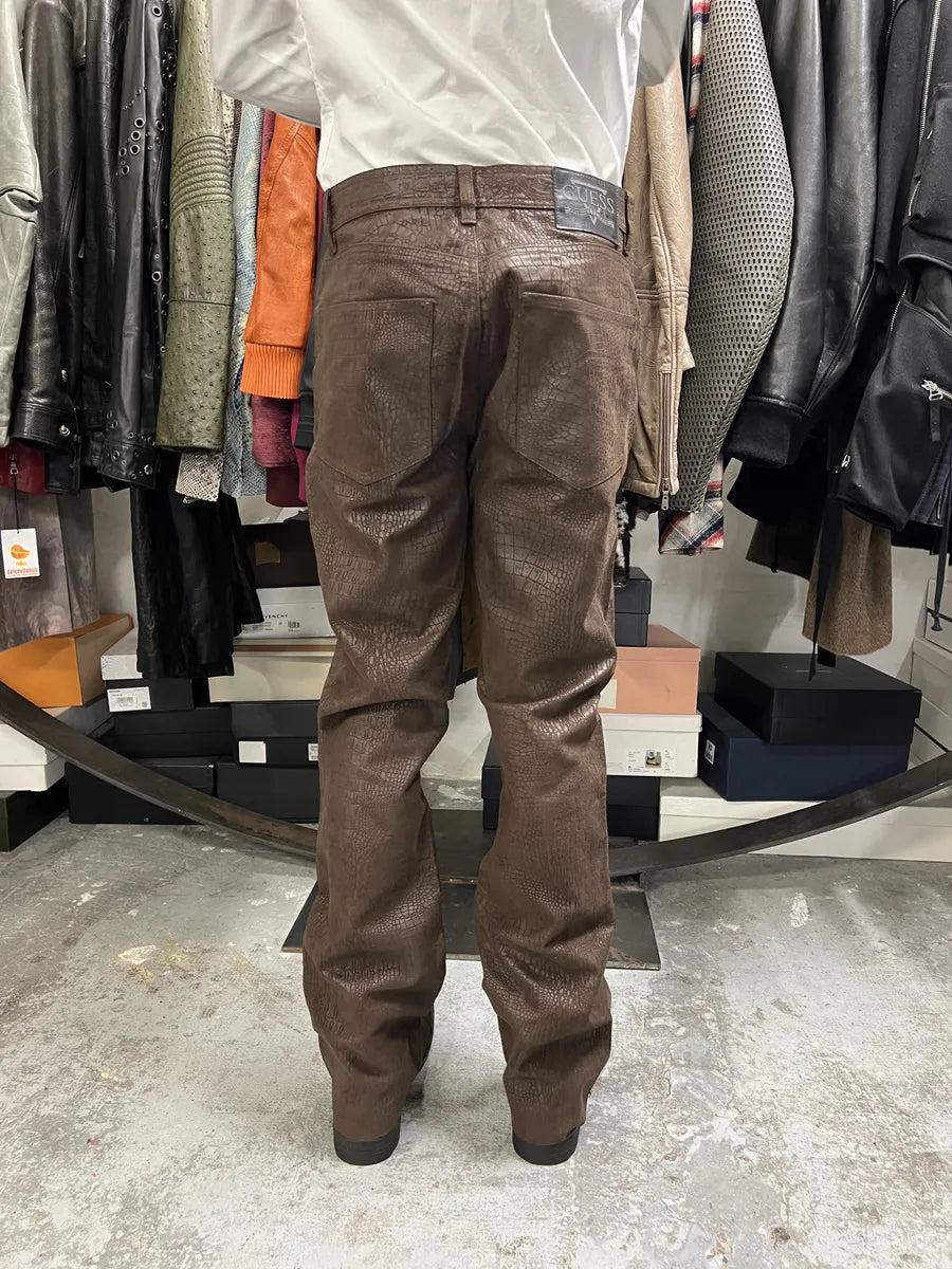 Guess Crocodile Effect Brown Pants tQTCYyC 3