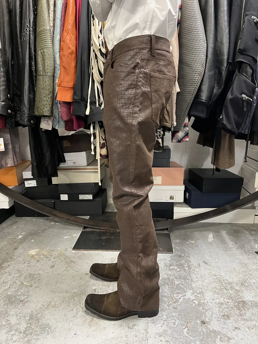 Guess Crocodile Effect Brown Pants tQTCYyC 4
