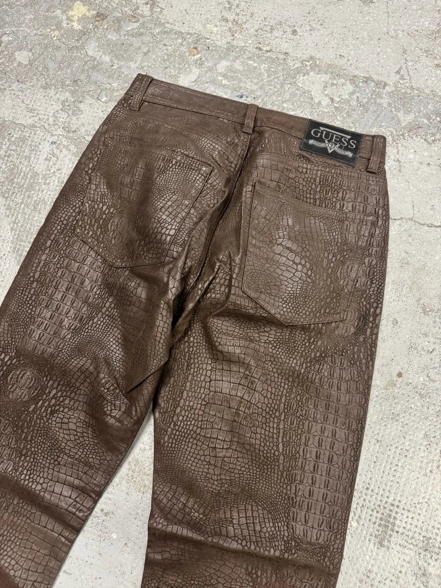 Guess Crocodile Effect Brown Pants tQTCYyC 6