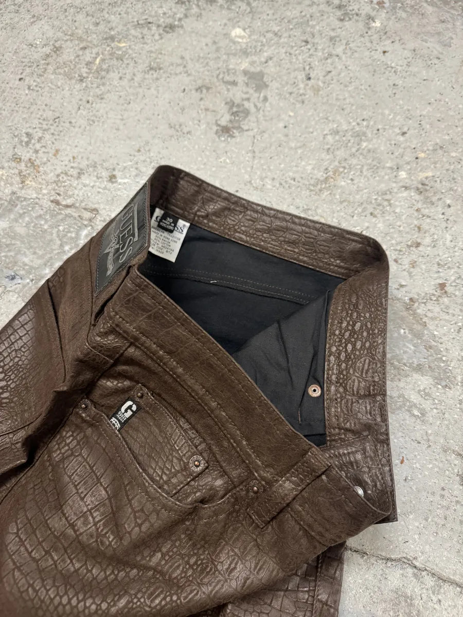 Guess Crocodile Effect Brown Pants tQTCYyC 8